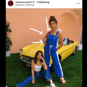 Andrea Russett’s blue and white jumpsuit !!